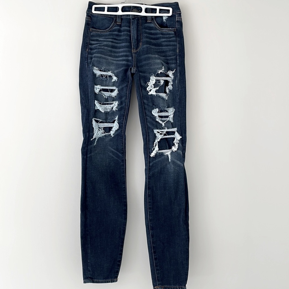 American Eagle Outfitters Next Level Stretch Patched Distressed Jeans Si…